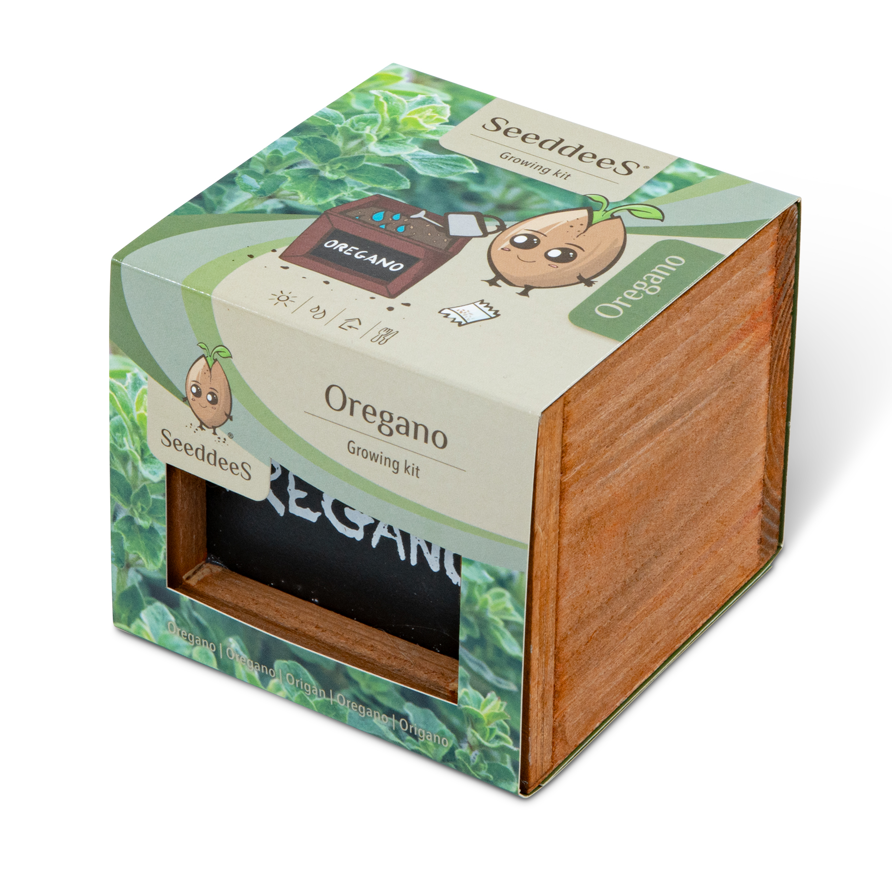 SeeddeeS kweekset houten kist vierkant - Oregano